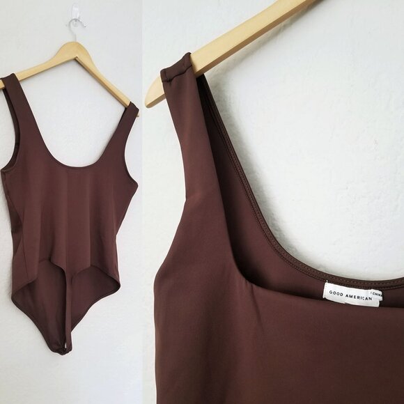 Good American Scuba Modern Square Neck Tank Bodysuit Brown Bark Size 2XL 5 $79 - Picture 13 of 15